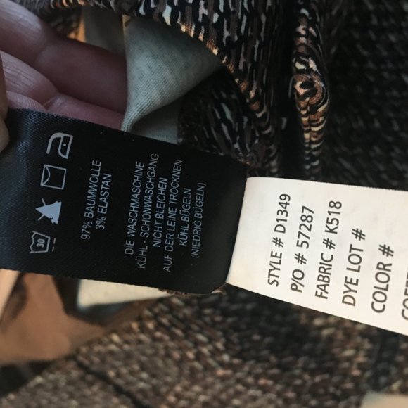 Kenar flat front fitted cropped pants, size 4, black/brown/white pattern - Picture 7 of 7